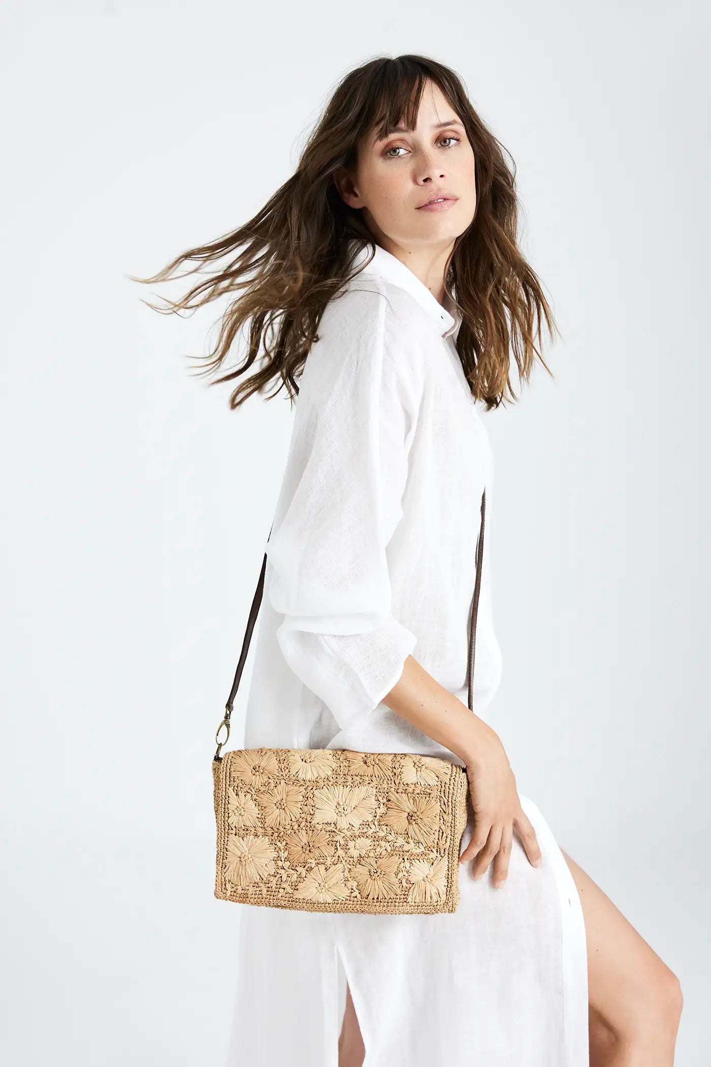 Ibeliv Women's Soma Raffia Crossbody Bag TEA